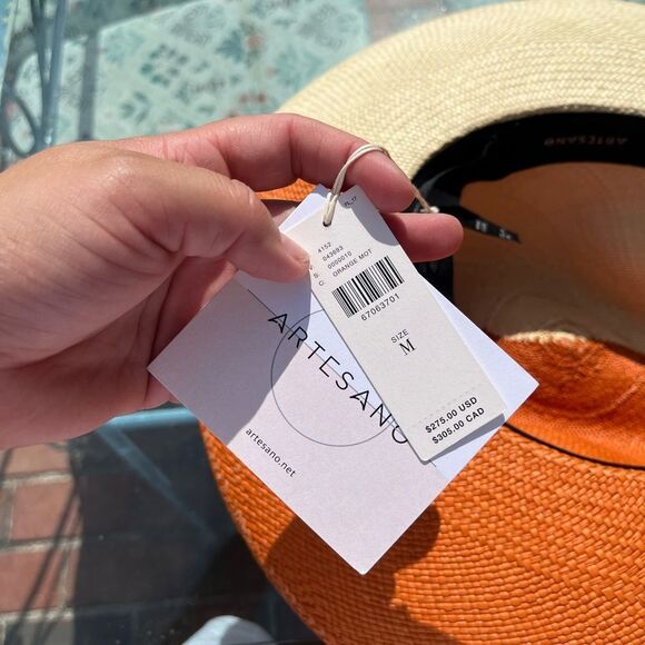 Artesano Two Toned Handmade Straw Hat NWT